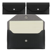 3Pcs PU Leather Cash Envelopes, Waterproof Money Envelopes Reusable Cash Wallet Bags Budget Envelopes,Black