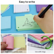 300 Pack Index Cards, 3inch X 5inch Ruled Index Cards with Ring, Colored Lined Flash Cards, Both Sides Note Cards