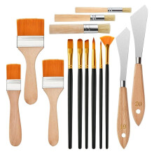 14Pcs Oil Paint Brushes Sets, Landscape Brush, Nylon Hair Brushes,for Acrylic Painting Watercolor Gouache Paint Supplies