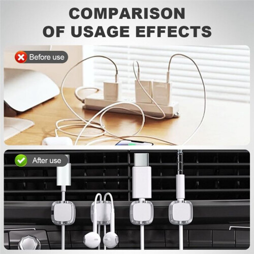 Cable Organizer Clips 12 Pcs Magnetic Cable Organizer Storage Holder with Strong Adhesive, Hide Phone Cable Keeper 1