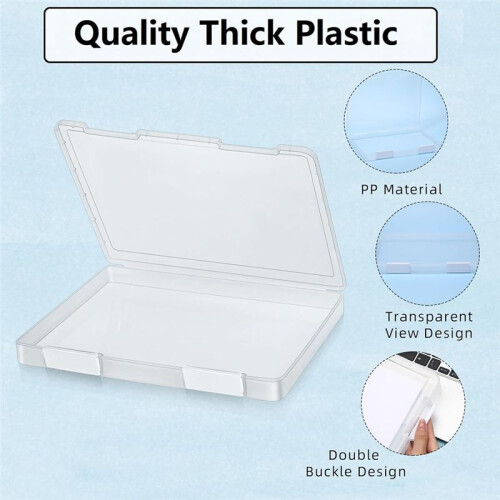 Pacote com 4 Caixas de Arquivo A4, Caixa de Armazenamento de Documentos de Plástico Transparente, para Papel Carta de 8,5 Polegadas X 11 Polegadas, 1