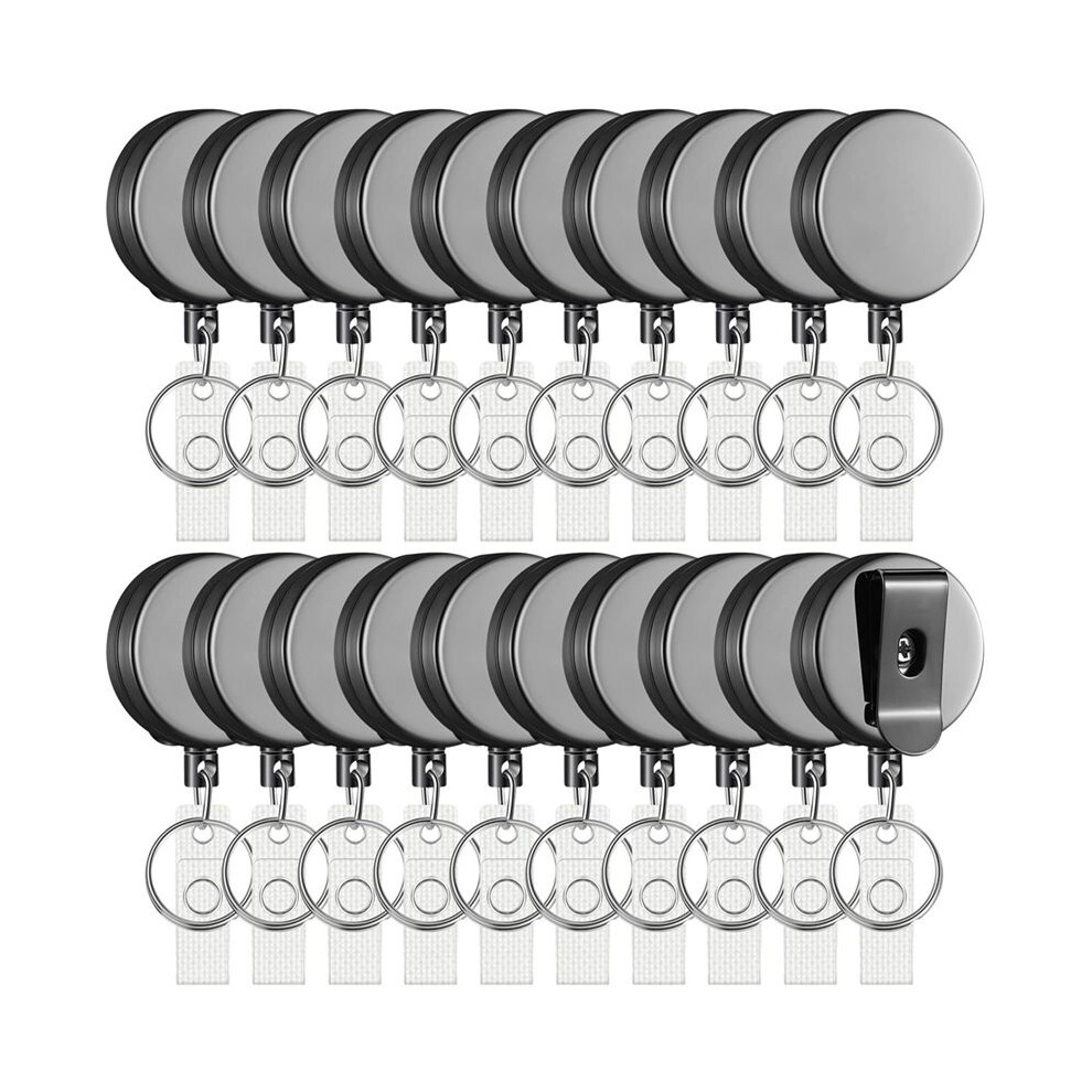 20 Pack Retractable Badge Holder Reel With Belt Clip And Key Ring, Heavy Duty Id Badge Reels For Nurses 6032037791402