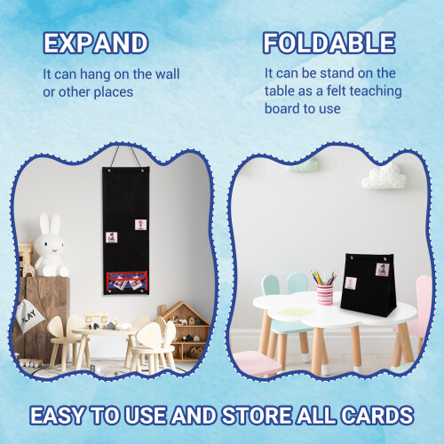 Visual Schedule for Kids Daily Routine Chart with 70 Cards Calendar Pocket Autism Learning Behavioral Tool Black 1