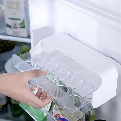 Wall Mounted Egg Rack 10Grids Refrigerator Side Door Drawer Type Grids Egg Organizer Hanging Egg Holder Storage Box 1