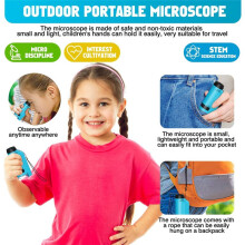 Portable Microscope for Kids Zoom 60x-180x,Handheld Microscope Toy,STEM&Science Toys,LED Pocket Microscope