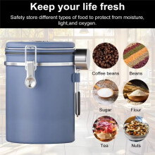 1800ML Stainless Steel Coffee Canister Airtight Container with Date Tracker Measuring Spoon Freshness Lock Kitchen C