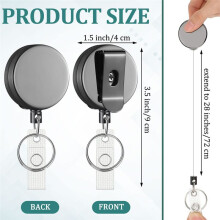 20 Pack Retractable Badge Holder Reel with Belt Clip and Key Ring, Heavy Duty ID Badge Reels for Nurses