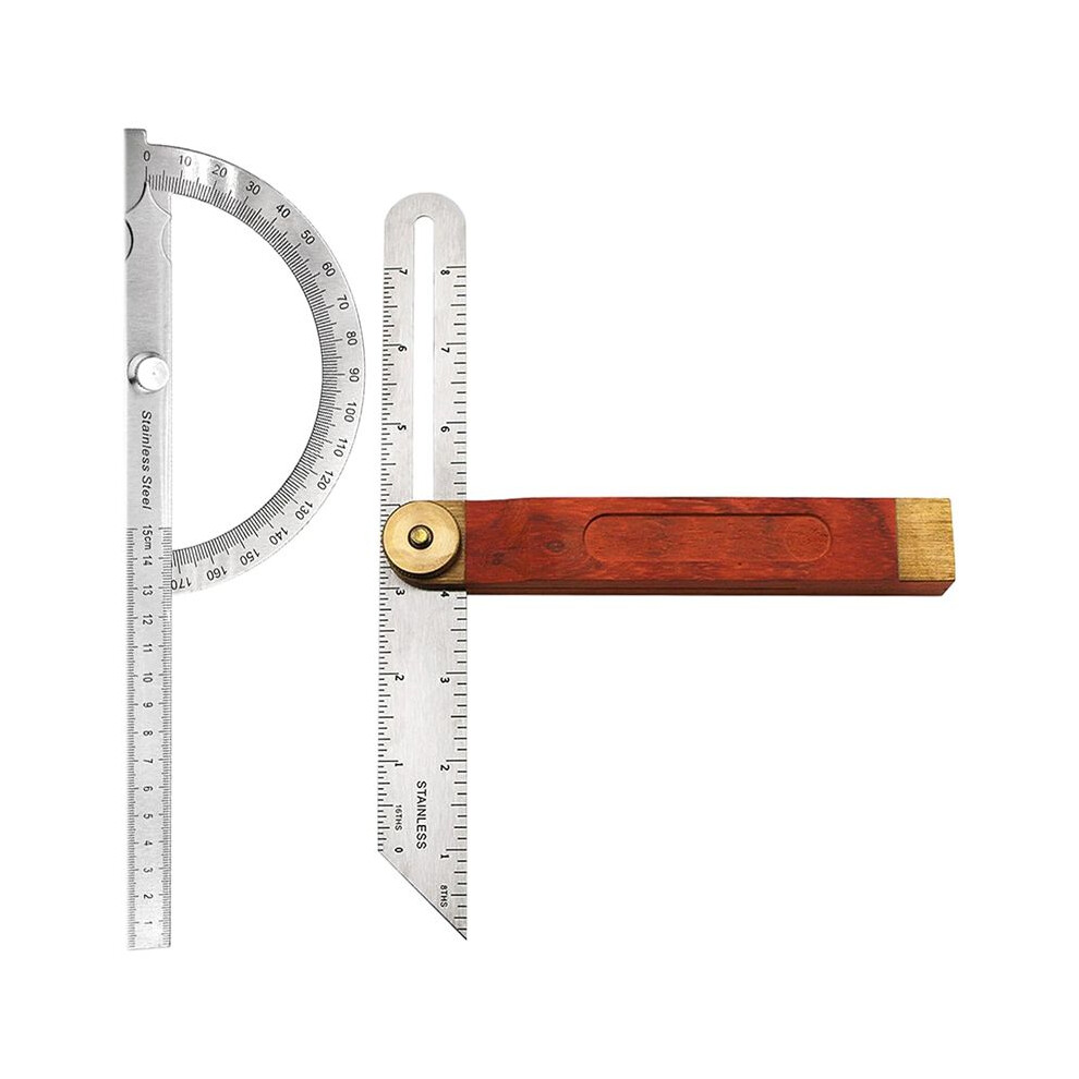 2Pcs Angle Protractor, T Bevel Angle Finder With Wooden Handle Sliding T-Bevel Bevel Gauge For Carpenter 6032100538545