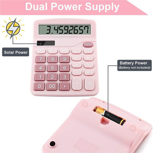 12 Digits Electronic Calculator Solar Calculator Dual Power Calculator Office Financial Basic Desk Calculator- 1