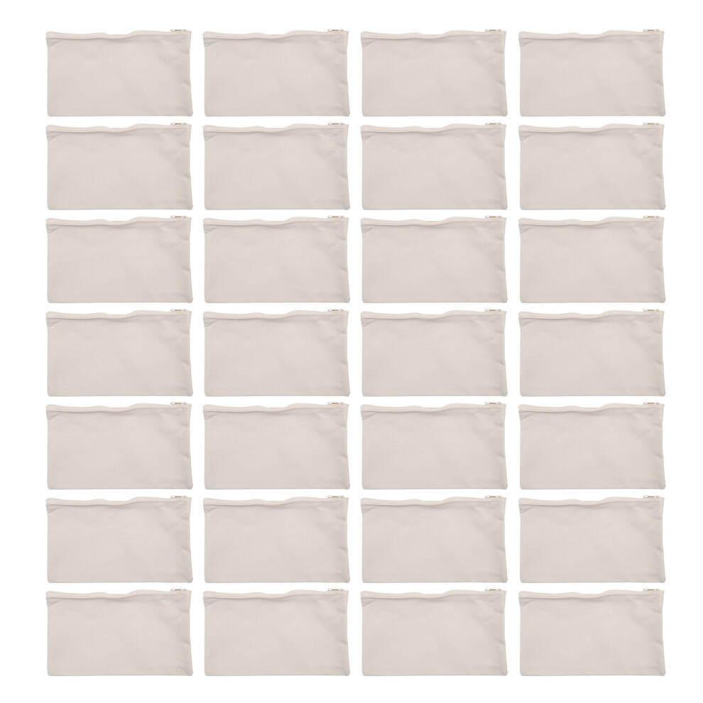 Beige 40 Pcs Canvas Pencil Pouch Zipper Makeup Bags Blank Diy Bags Multipurpose Toiletry Stationary Storage Bags(Beige)