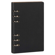 Caderno A5 6 Furos Capa de Couro PU Caderno de Bolso Solto Caderno de Couro RecarregáVel AnéIs de Caderno DiáRio (Preto)
