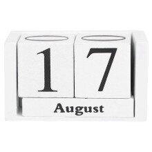 Vintage Wood Perpetual Calendar Shabby Chic Blocks Desktop Calendar Rustic Wooden Squares Calendar Home Office White