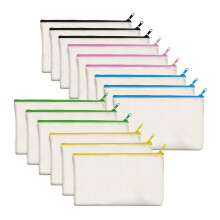 15 Pack Blank Cotton Canvas DIY  Zipper Bags Pouches Pencil Case for Makeup Cosmetic Toiletry Stationary Storage