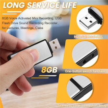 Enregistrement Activé par la Voix de 8 Go, Enregistreur D'Enregistrement Sonore à Clé USB, pour ConféRences, RéUnions, Cours