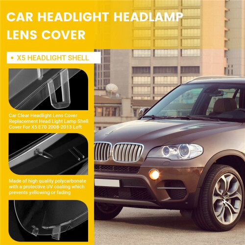 Auto Klar Scheinwerfer Objektiv Abdeckung Ersatz Scheinwerfer Lampe Shell Abdeckung für  X5 E70 2008-2013 1