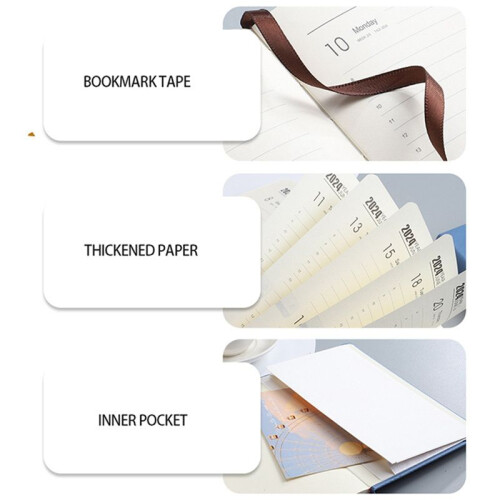 2024 A5 English Schedule Planner Elastic Band Notebook Strap Book Notebook 1