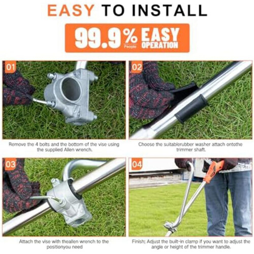 Trimmer Handle, Ergonomic Trimmer Handle, Handle Extension with Stand Clamp,Multifunctional Garden Lawn Mower Handle 2