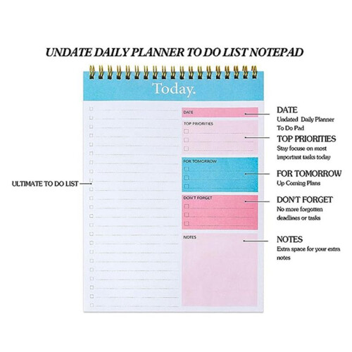 2PCS to Do List Notepad Planner Notebook,5.6 x 8.5Inch Weekly Planner Daily Task Pad Productivity Note Organizer 1