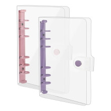2 Pack A6 Soft PVC 6 Rings Binder, Clear Budget Binder, Refillable Planner Binder, Ring Binder Cover with Snap Button