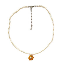 Collier pendentif fleur arc-en-ciel, chaîne de cou en-orange