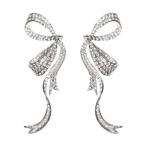 Boucles d'oreilles coréennes exagérées, diamants, nœud papillon,