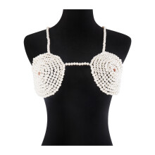 Parel Borstketting Streetwear Sexy Borstlichaamkettingen-Wit