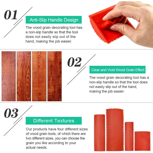 Σετ εργαλείων ξύλου για διακόσμηση τοίχου DIY, εργαλείο Empaistic Graining που δημιουργεί 2