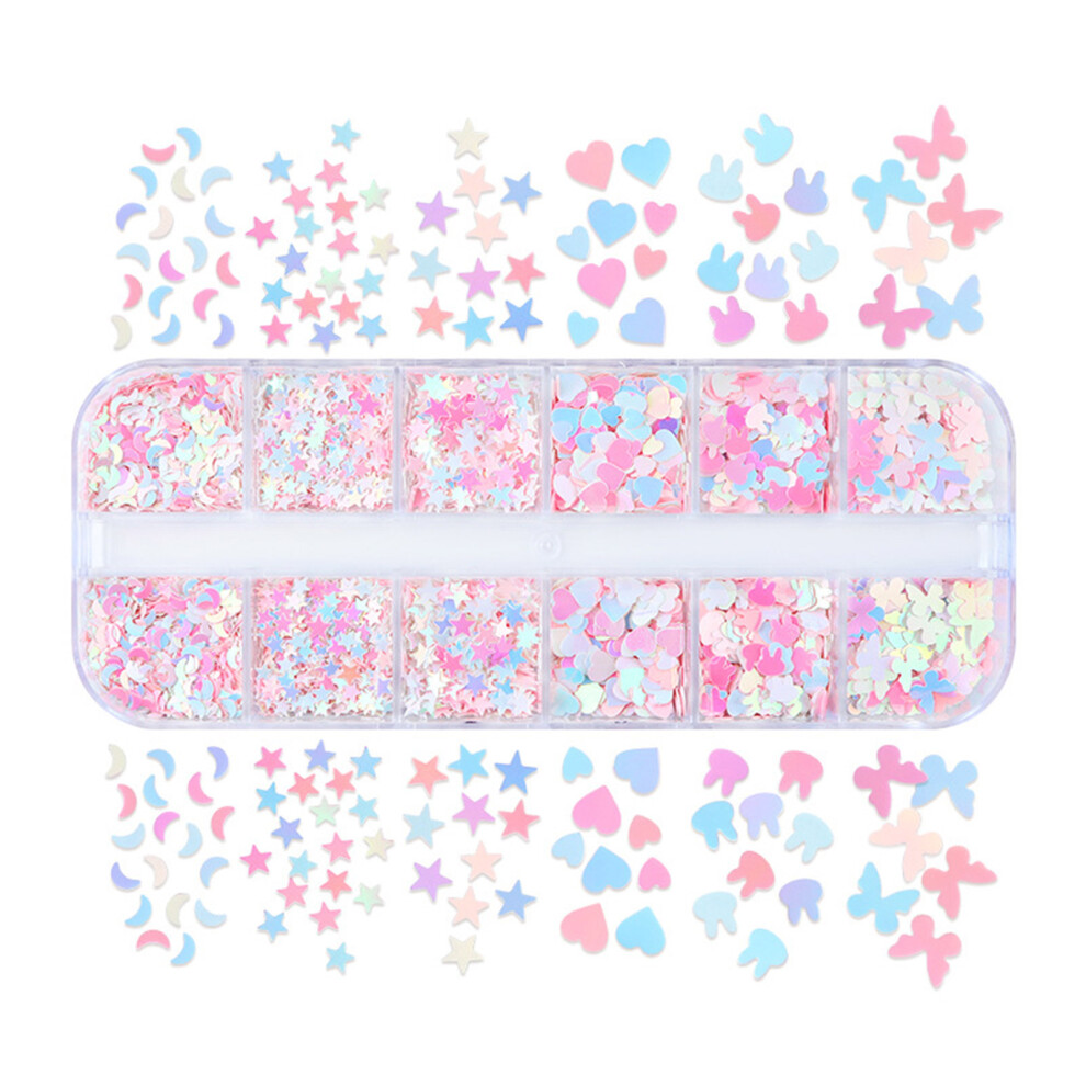 Mixed Star Rabbit Moon Star Shaped Nail Sequins 12-Grid Nail Art