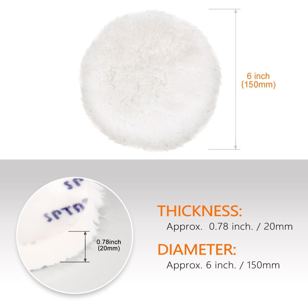 Natural Wool Polishing Pad For Car Body Repair, Real Wool Polishing Pad 150Mm Polishing Buffing Wheel For Drill Buffer Attachment With M14 Tpi 9169997110824