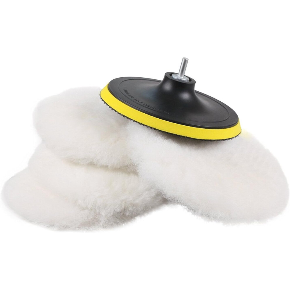 Wool Polishing Pads For Car Polisher, Car Polisher Buffer Drill Attachment With M14 Drill Adapter, Buffing Pad Polishing Wheel Washable And Reusable 9448196739648