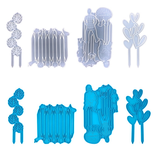 Various Shaped Plant Label Mold for Potted Plants-Blue B 1