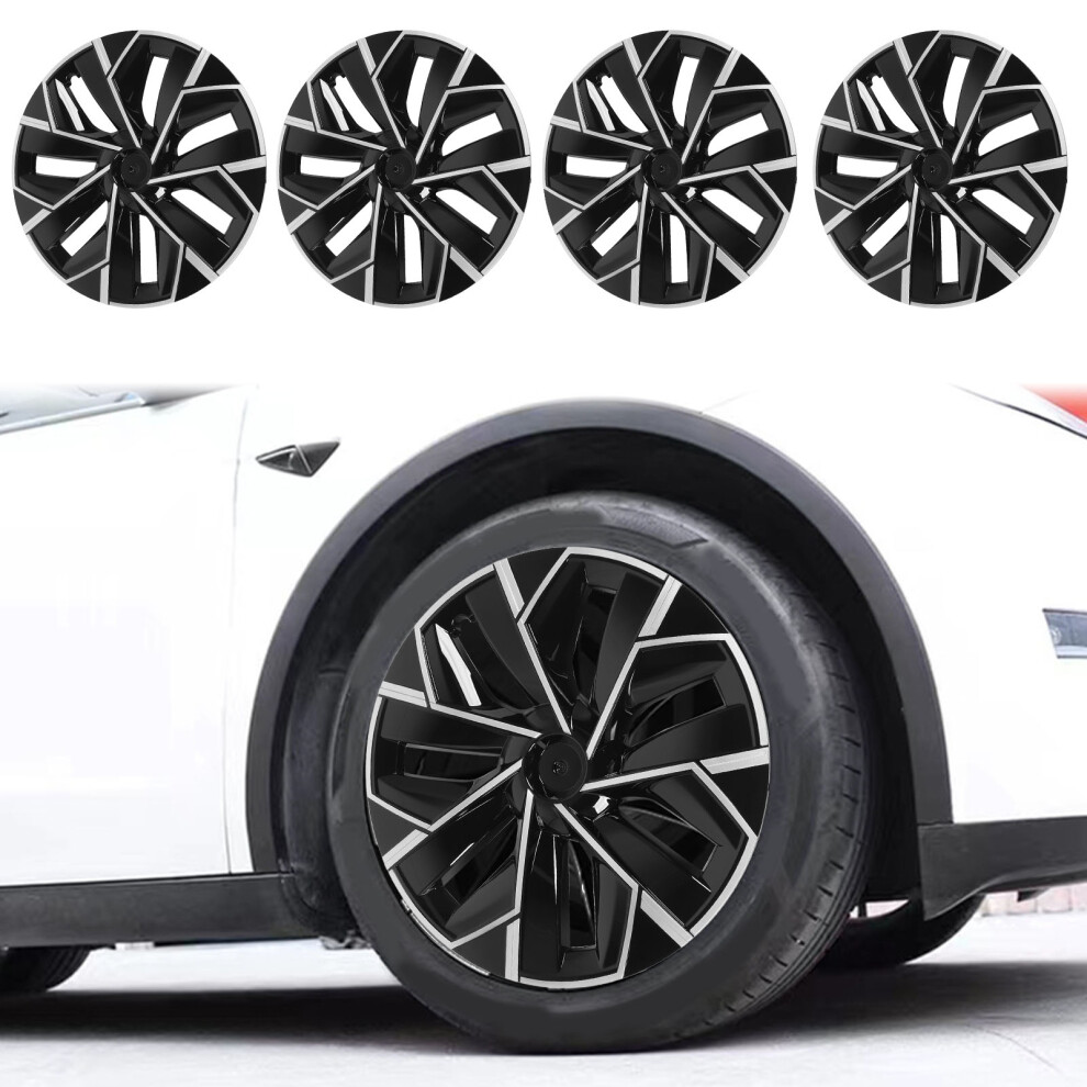 19In Bright Wheel Hub Cap For Tesla Model Y 2021-2024 Black 7901369579431