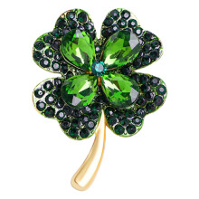 Klavertje vier broche groen rood kristal Broach-Groente