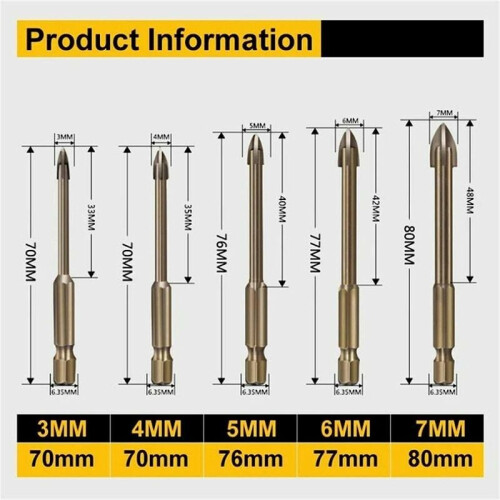 Carbide Drill Bit Set for Concrete and Masonry, Engineered Accuracy with High Quality Materials and Exquisite Craftsmanship, Multi-Use Drill Bits for 1