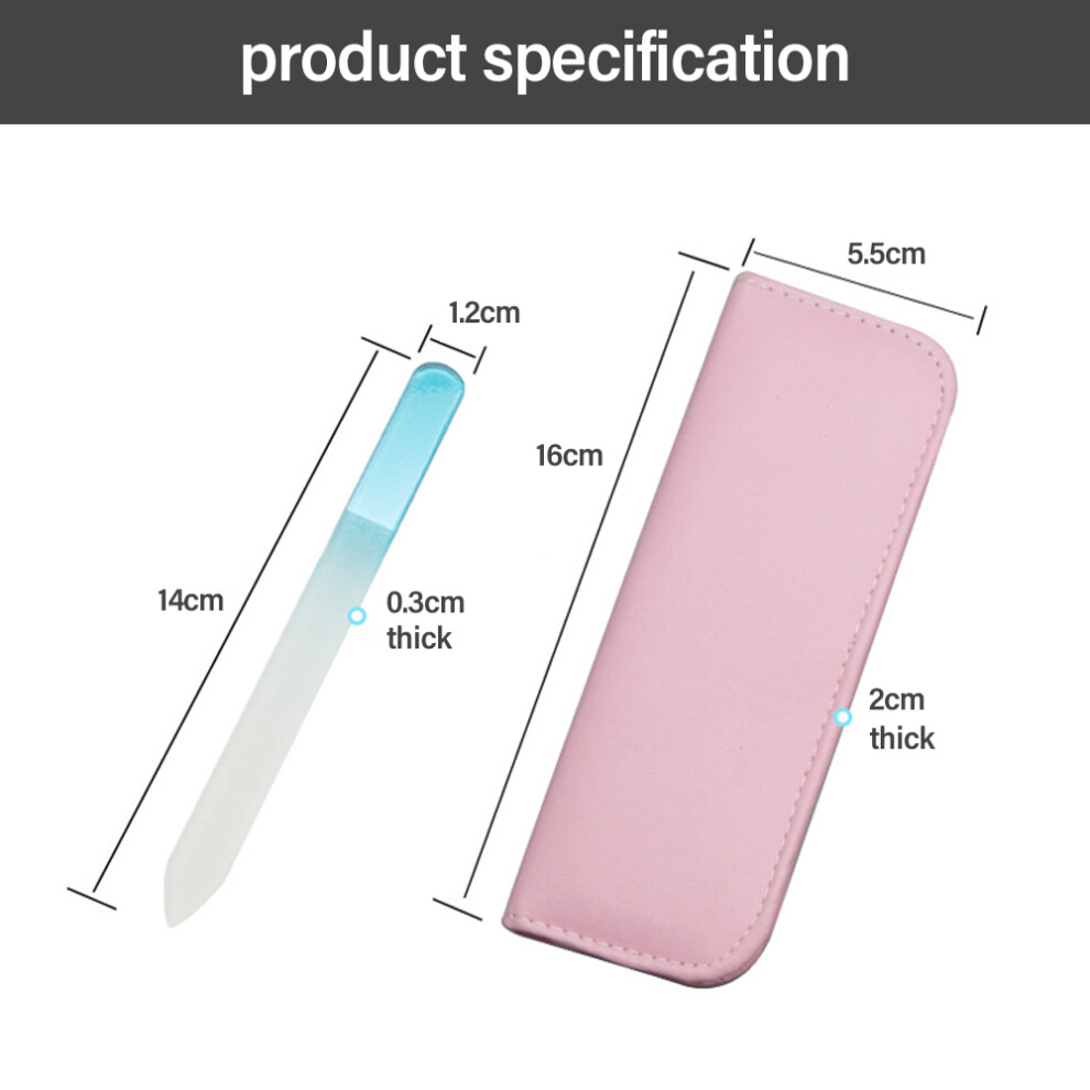 Tempered Glass Double Sided Etched Nail File, Crystal Surface Professional Manicure Tool for Wide Application Including Home Travel Nail Salon