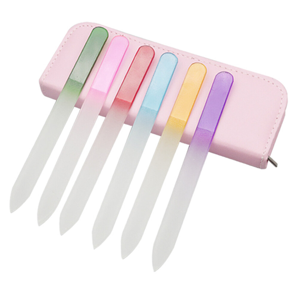 Glass Nail File with Protective Case for Travel Home Nail Salon, Crystal Surface Professional Manicure Tool for Healthy Nails Double Sided Etched