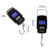 Hangende digitale weegschaal voor reizen en vissen, multifunctionele digitale weegschaal met ophanghaak en elektronisch verlicht LCD-display,