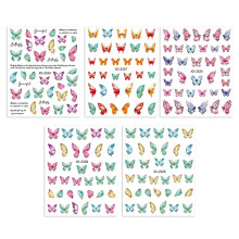 Nagelstickers met vlinders, 3D-bloemen voor lente- en zomerdecoratie, zelfklevende aquarelvlinders voor thuisgebruik in de nagelsalon.
