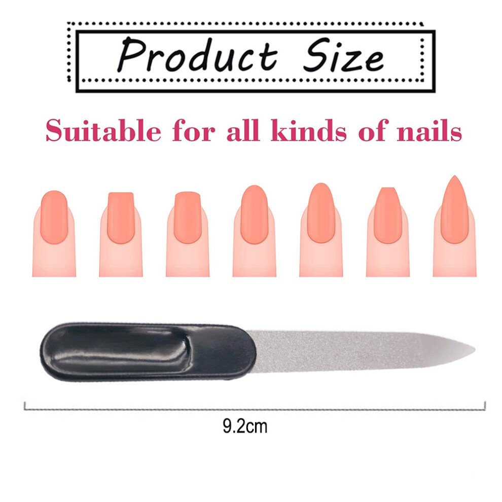 Professional Manicure Pedicure Tools, Double Sided Nail File for Natural Nails, Sapphire Grit for Smooth Filing, Durable Stainless Steel