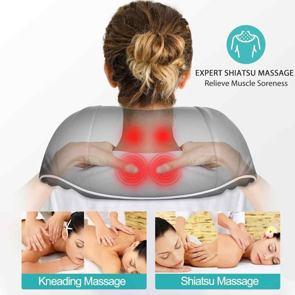 Shiatsu Neck and Back Massager, Infrared Advanced Soothing Heat Function, Overheating Auto-Shut Off Protection, Adjustable Intensity, Easy to Use and