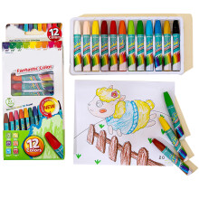 Farbstifte für Kinder, vielseitig einsetzbar, ungiftig, abwaschbar, mit leuchtenden, schnelltrocknenden Pigmenten, Geschenkset mit 12 kräftigen