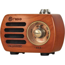 Portable Bluetooth 5.0 Vintage Radio, Natural Cherry Wood Speaker With FM Radio For Hi-Fi Music Adventures