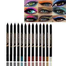 Glamoureuze cosmeticaset met 12 eyelinerpotloden in glanzende en matte afwerkingen, 100% dierproefvrij gegarandeerd, wat een ethische keuze voor