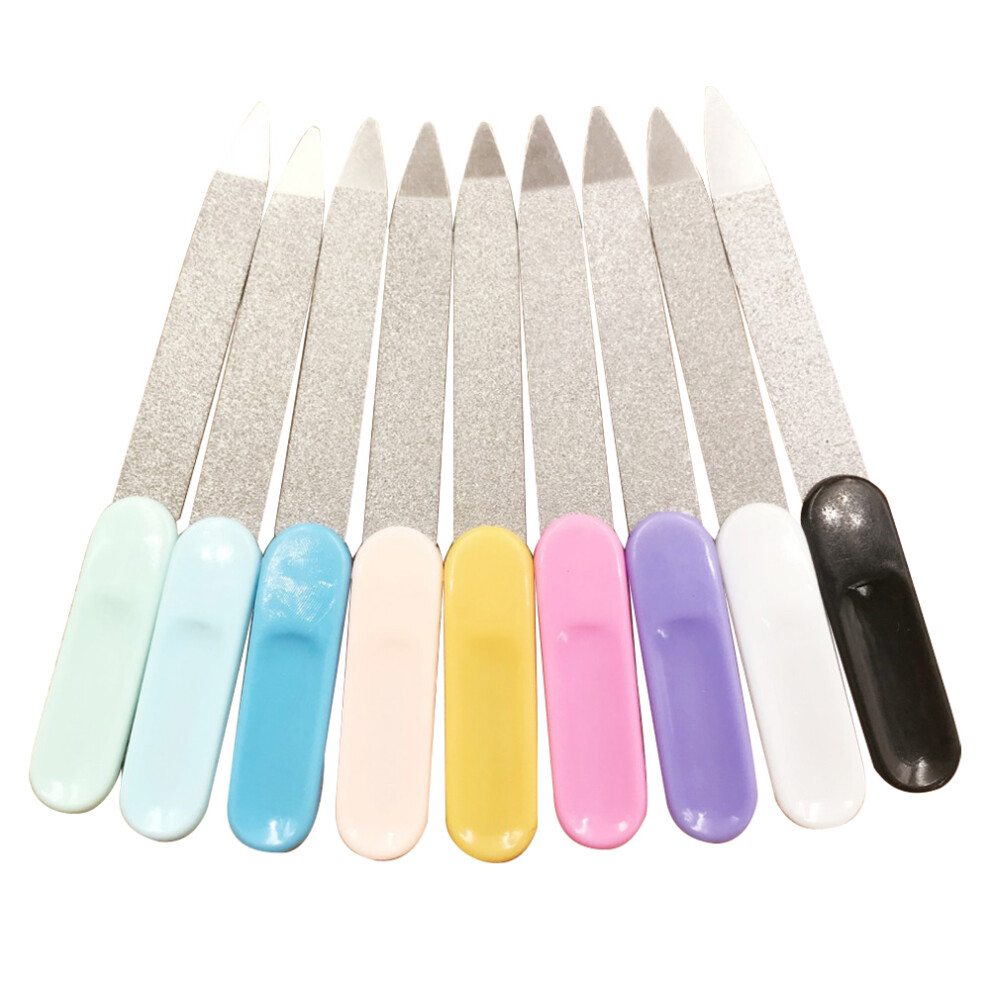 Travel-friendly Stainless Steel Nail File, Manicure Pedicure Tools with Sapphire Grit, Anti-slip Soft-touch Handle for Natural Nails and Toenails,