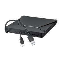 External DVD Drive, USB 3.0 Type-C, Portable CD DVD Burner with Dual USB  and Card Slots
