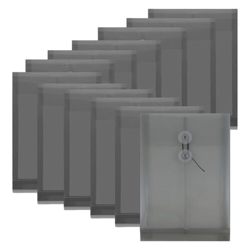 12PCS Plastic File Folders for Documents, A4 Plastic Envelopes Folders with Snap Closure and String Tie,for School Home