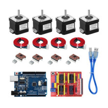 Moteur Pas à Pas Nema17 à 4 Fils 17HS4401S + Machine de Gravure CNC-Shield V3 + 4 Cartes D'Extension de Pilote A4988 Kit D'Imprimante 3D