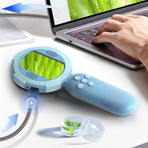 Microscópio Digital com Tela IPS de 2 Polegadas Lupa de Bolso 100X com Luz para Adultos Lupa de Moedas com 8 LEDs 2