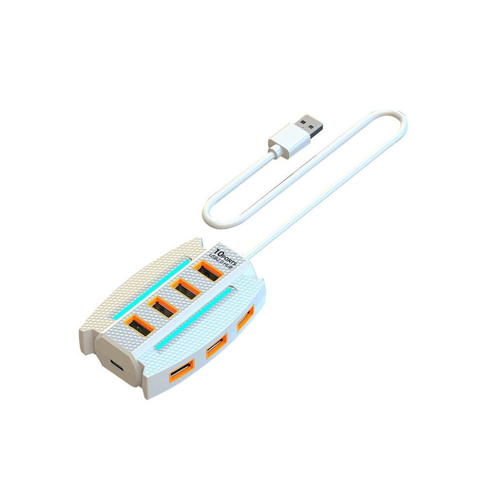 1.2 M Usb Hub 10 Port Usb 2.0 Splitter Card Reader Usb Expander For Laptop Pc Keyboard Mouse Hard Disk Flash Drive White 4711779409838