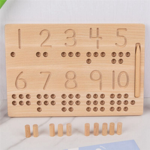 1-10 Number Description Pen Control Training Board Blind Writing Board Wooden Counting Classification Math Toys 1